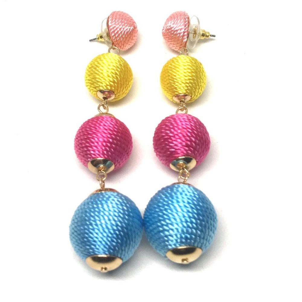 Multi-Color Bon Bon Style Ball Drop Earrin
